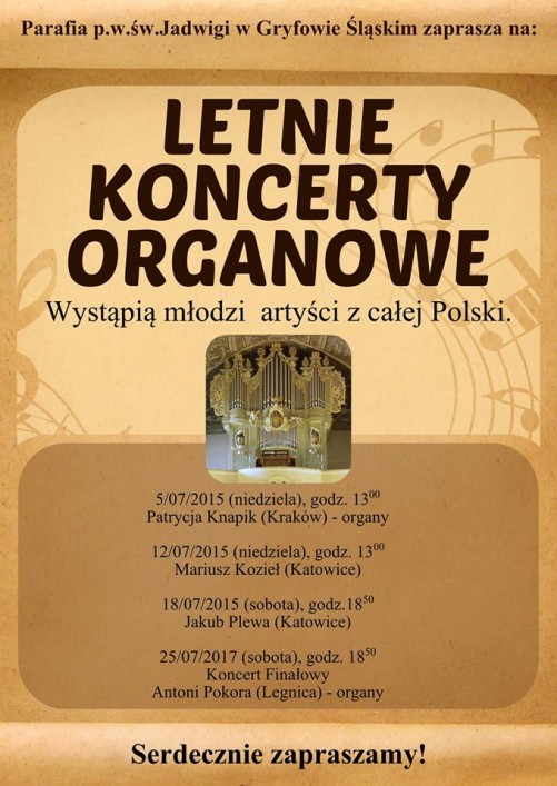 Letnie koncerty organowe